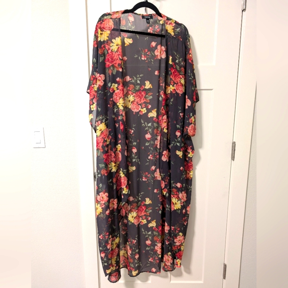 Torrid 5/6 floral chiffon kimono